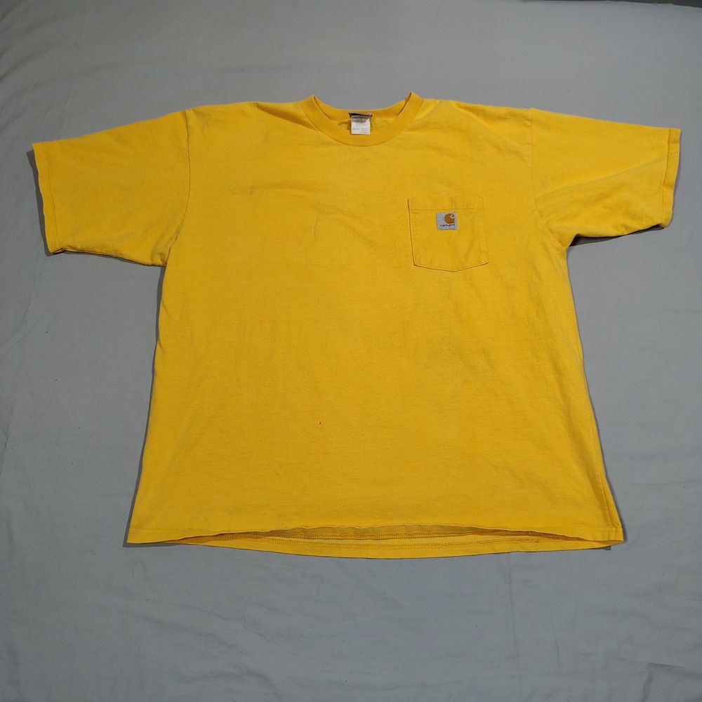 VINTAGE 90s Carhartt K87 Shirt Mens XL Regular Yellow Pocket Made in USA